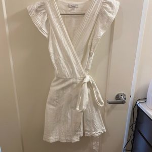 Madewell ruffle sleeve wrap mini dress